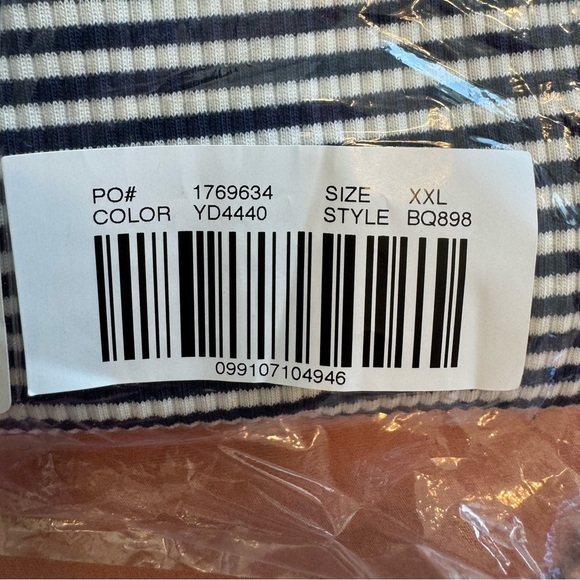 JCrew Ribbed, Shelf Bra Tank Top, White, Blue, Striped, XXL - Picture 4 of 5